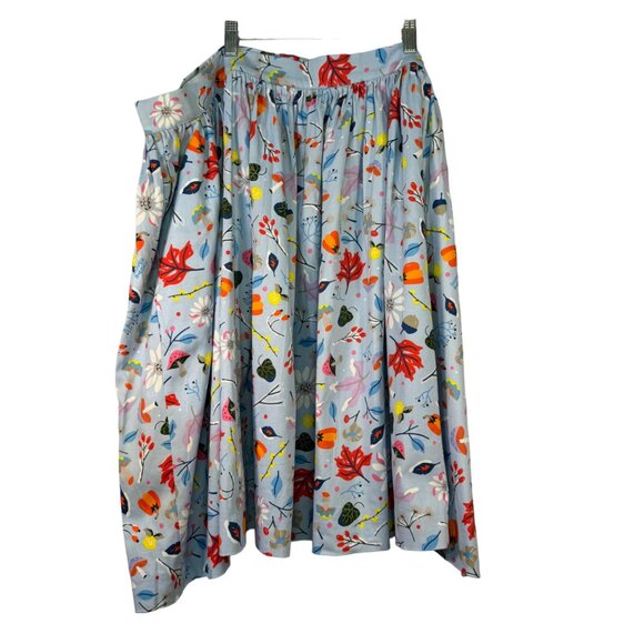 Dapper Day Floral Print Skirt & Top Set 4X Light Blue 100% Cotton First Frost - Picture 7 of 15